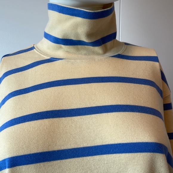 Land’s End Beige & Navy Striped Turtleneck SzMed - Picture 3 of 10